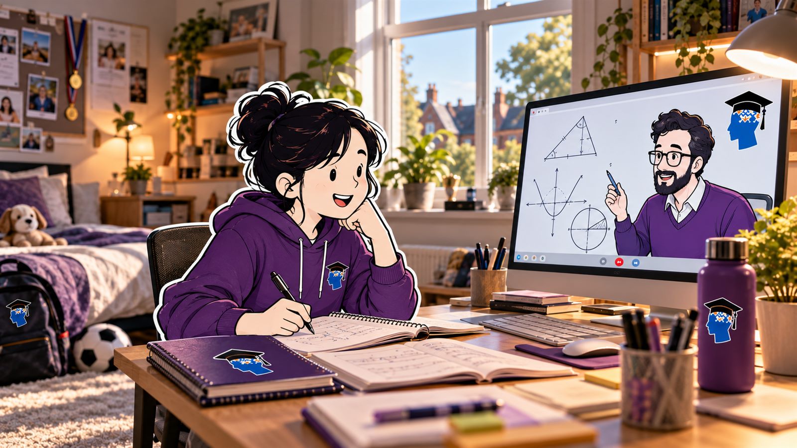 A student working through maths questions on a laptop.